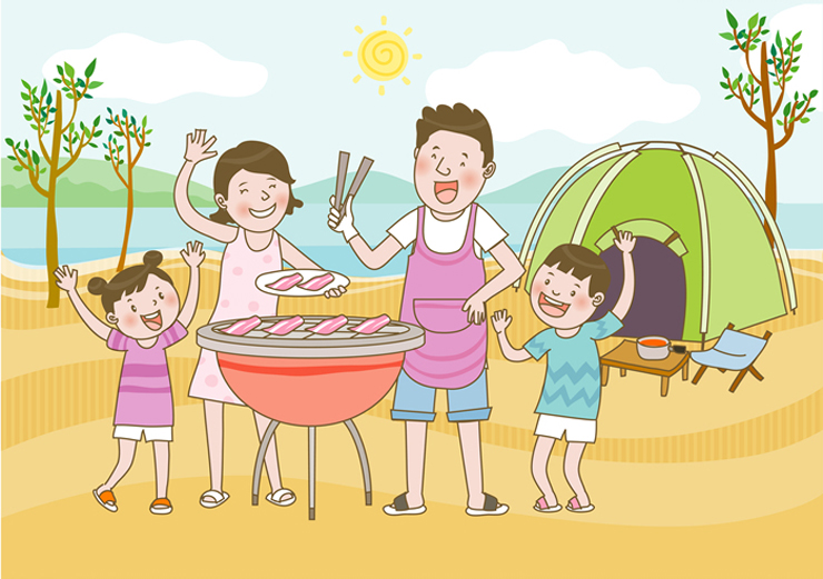 삼성 캠핑 가족 바베큐 캠핑 여름휴가 캠핑, 캠핑의 그늘  삼성-캠핑-가족-바베큐